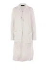 Maria Calderara Long Sleeve Transparent Tulle Trench Coat In White