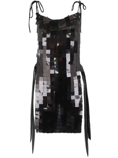 MARIA CALDERARA MARIA CALDERARA CORAZZA MACRO SQUARE SEQUINS ON TULLE DRESS