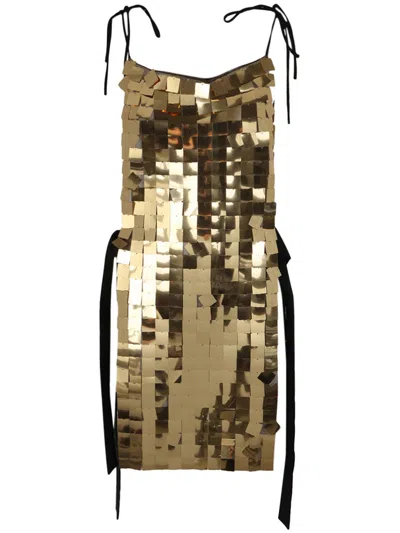 MARIA CALDERARA MARIA CALDERARA CORAZZA MACRO SQUARE SEQUINS ON TULLE DRESS