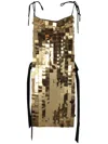 Maria Calderara Corazza Macro Square Sequins On Tulle Dress In Gold