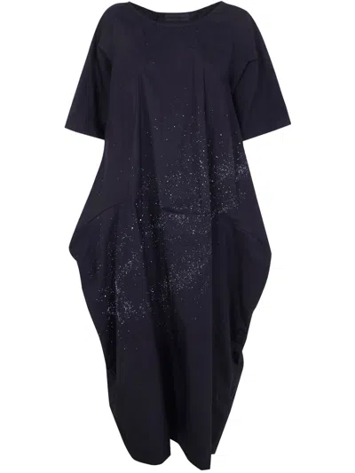 Maria Calderara Crinkled Cotton Long Dress In Multi