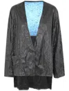 Maria Calderara Crinkled Faux Leather Sweater