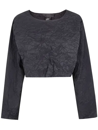 Maria Calderara Crinkled Opaque Taffeta Sweater In Gray