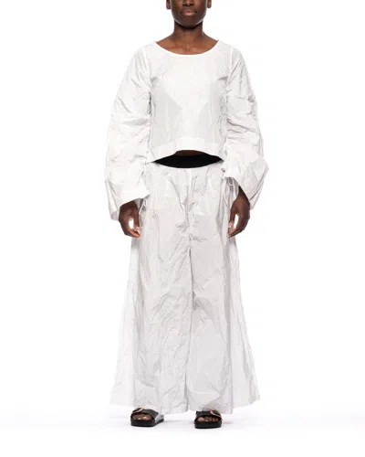 Maria Calderara Crinkled Short Palazzo Trousers In White