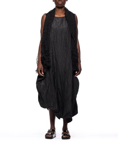 Maria Calderara Crinkled Tulle Shrug With Strapless Design In Black