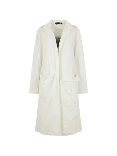 Maria Calderara Crinkled-finish Pin-fastening Coat In Neutral