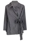 Maria Calderara Crumpled Effect Jacket With Side Fastening In Gray