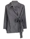 Maria Calderara Crumpled Effect Jacket With Side Fastening In Gray