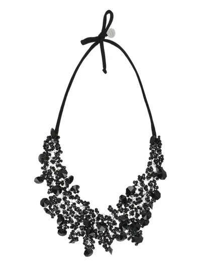 Maria Calderara Crystals Tie Necklace In Black