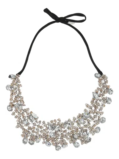 Maria Calderara Crystals Tie Necklace In Silver