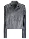 Maria Calderara Medium Dark Wash Denim Cropped Jacket In Gray