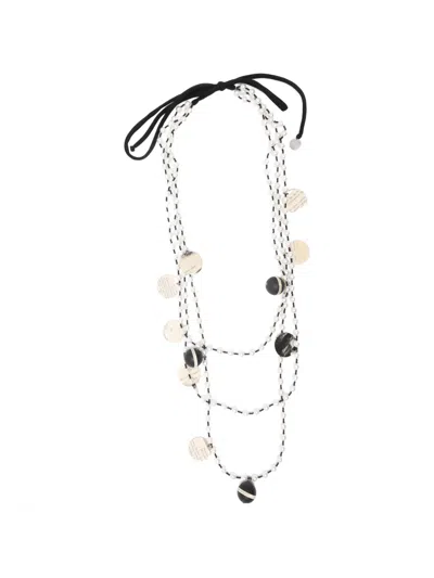 Maria Calderara Disc Beaded Necklace In Metallic