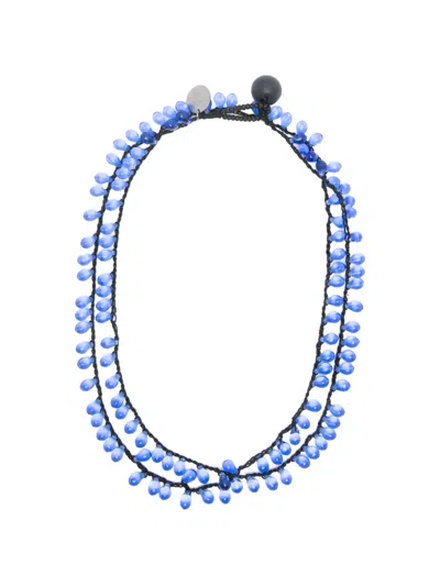 Maria Calderara Drops Beaded Necklace In Blue
