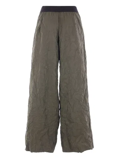 Maria Calderara Elastic-waistband Crinkled-texture Trousers In Gray