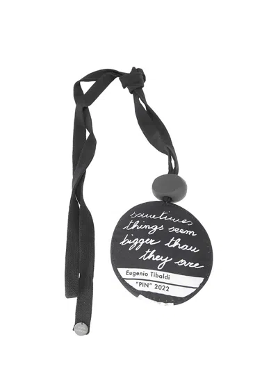 Maria Calderara Fabric Necklace With Pendant In Black