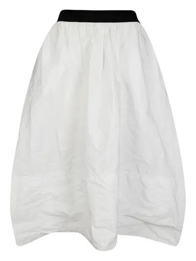 Maria Calderara Voluminous Taffeta Skirt With Contrasting Elastic Waistband In White