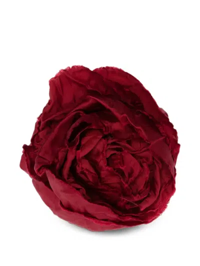 Maria Calderara Floral-motif Frayed-edge Brooch In Red