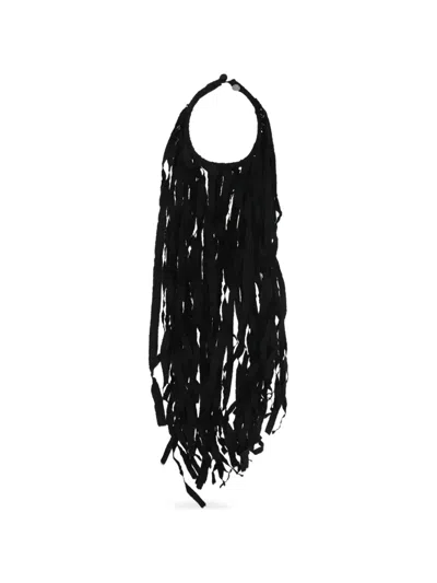 Maria Calderara Fringed Necklace In Black