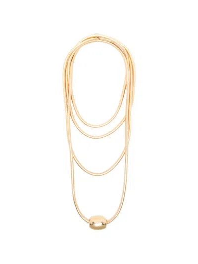 Maria Calderara "glossy Gold" Node Long Necklace In Red
