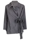 Maria Calderara Crumpled Effect Jacket With Side Fastening In Gray