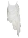 Maria Calderara Ribbed Sleeveless Cotton Top With Overlapping Inserts In White