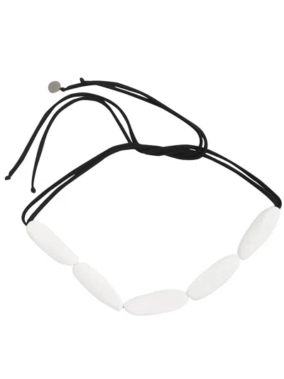 Maria Calderara Linear Stones Necklace In White