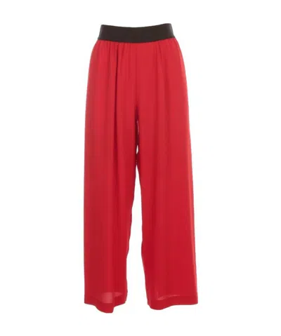 Maria Calderara Logo Casual Pants In Red