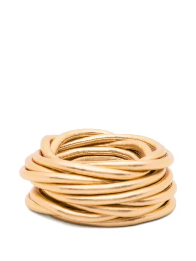 Maria Calderara Logo-plaque Bracelet In Gold