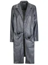 Maria Calderara Long Medium Dark Wash Denim Jacket In Blue