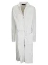Maria Calderara Long Wrinkled Effect Trench Coat In White