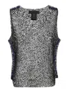 Maria Calderara Magpie Top In Black/blue Mesh Beads In Multi