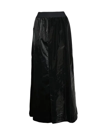 Maria Calderara Maxi Skirt With Elastic Waistband And Slit Details In Black