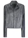 Maria Calderara Medium Dark Wash Denim Cropped Jacket In Green
