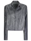 Maria Calderara Medium Dark Wash Denim Cropped Jacket In Gray