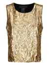 Maria Calderara Metallic-effect Crumpled Top In Gold
