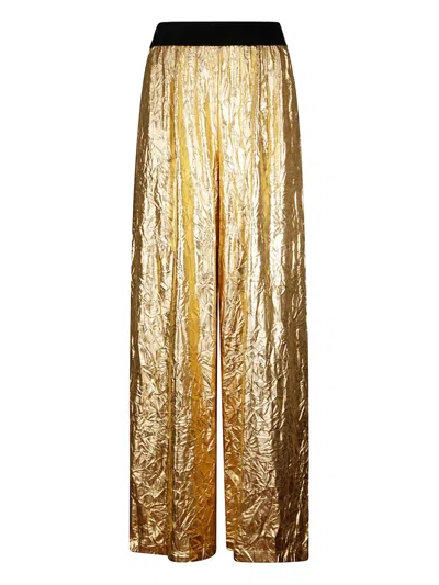 Maria Calderara Metallic-effect Trousers In Gold