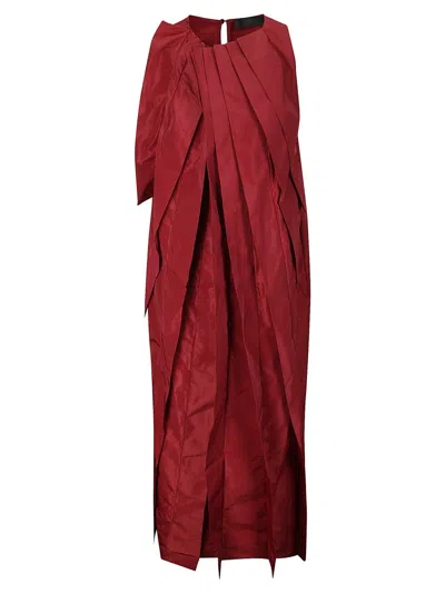 MARIA CALDERARA MIDI PLEATED TAFFETA DRESS