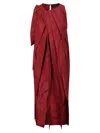 Maria Calderara Midi Pleated Taffeta Dress In Red