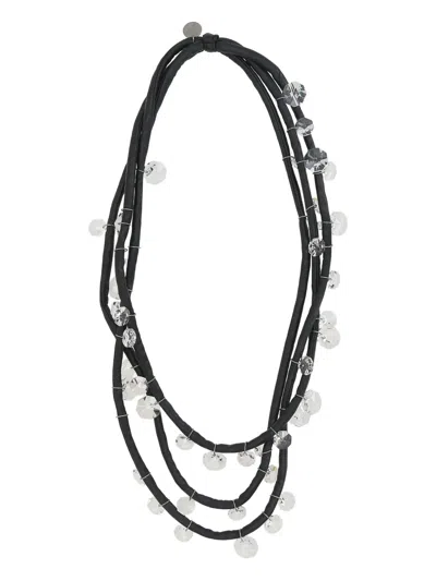 Maria Calderara Multiple-cords Embellished Necklace In Black