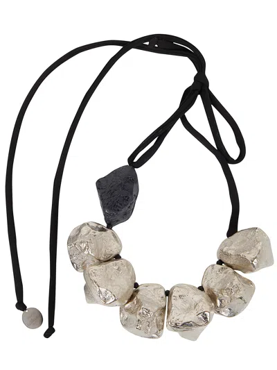 Maria Calderara Necklace Silver Black In Metallic