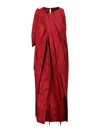 Maria Calderara Midi Pleated Taffeta Dress In Red