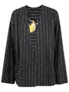 Maria Calderara Striped Pocket Jacket In Black