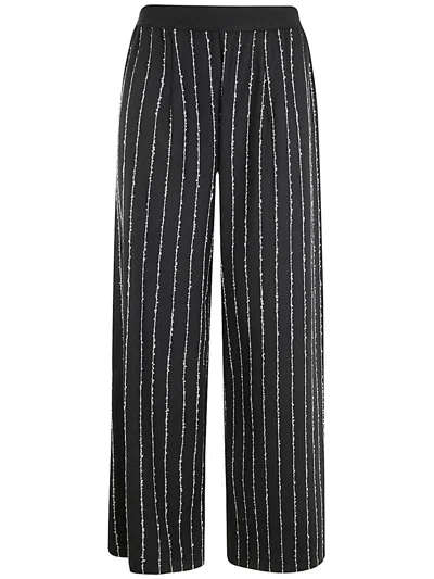 Maria Calderara Pinstripe Casual Pants In Black  