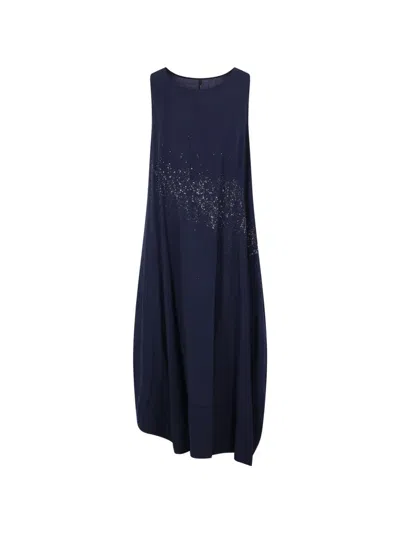 Maria Calderara Paint-splatter Sleeveless Dress In Blue