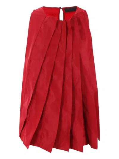 MARIA CALDERARA PLEATED CREW-NECK TOP