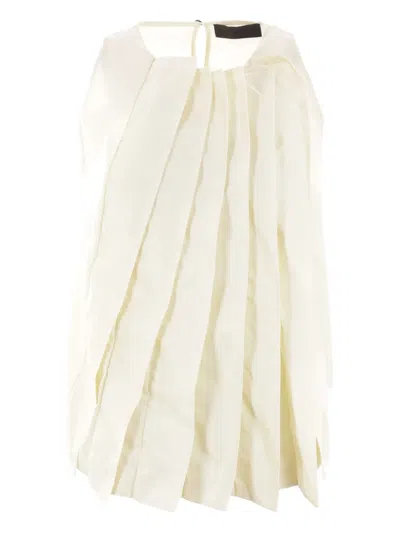 MARIA CALDERARA PLEATED CREW-NECK TOP