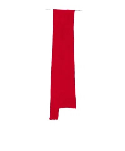Maria Calderara Crinkled Raw-edge Scarf In Red