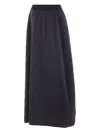 Maria Calderara Quilted Pleated Long Skirt In Black