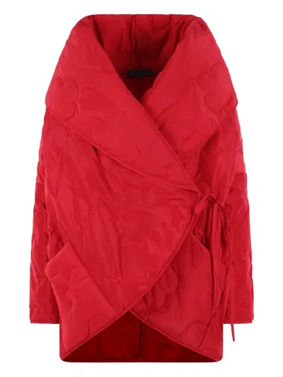 Maria Calderara Quilted Wrap Coat In Red