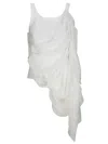 Maria Calderara Ribbed Sleeveless Cotton Top With Overlapping Inserts In White